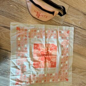 Peach and Orange Bandana with Matching Pouch